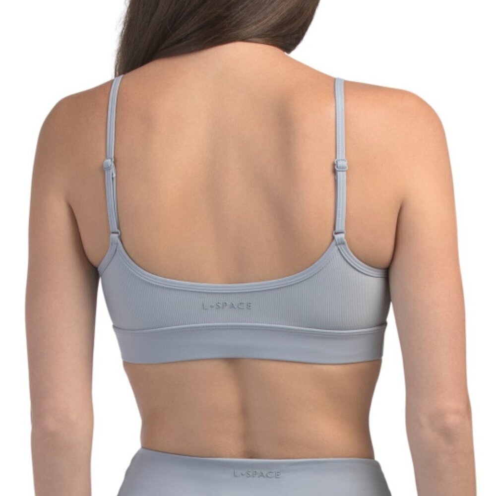 NWT$198 L*SPACE 2-PC SET Rush Sports Bra & Mercer Leggings Ribbed Haze Blue SML - Picture 4 of 11